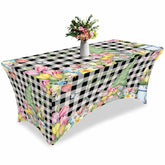 Aperturee - Aperturee Spring Tulip Flower And Gnome Fitted Stretch Table Cover